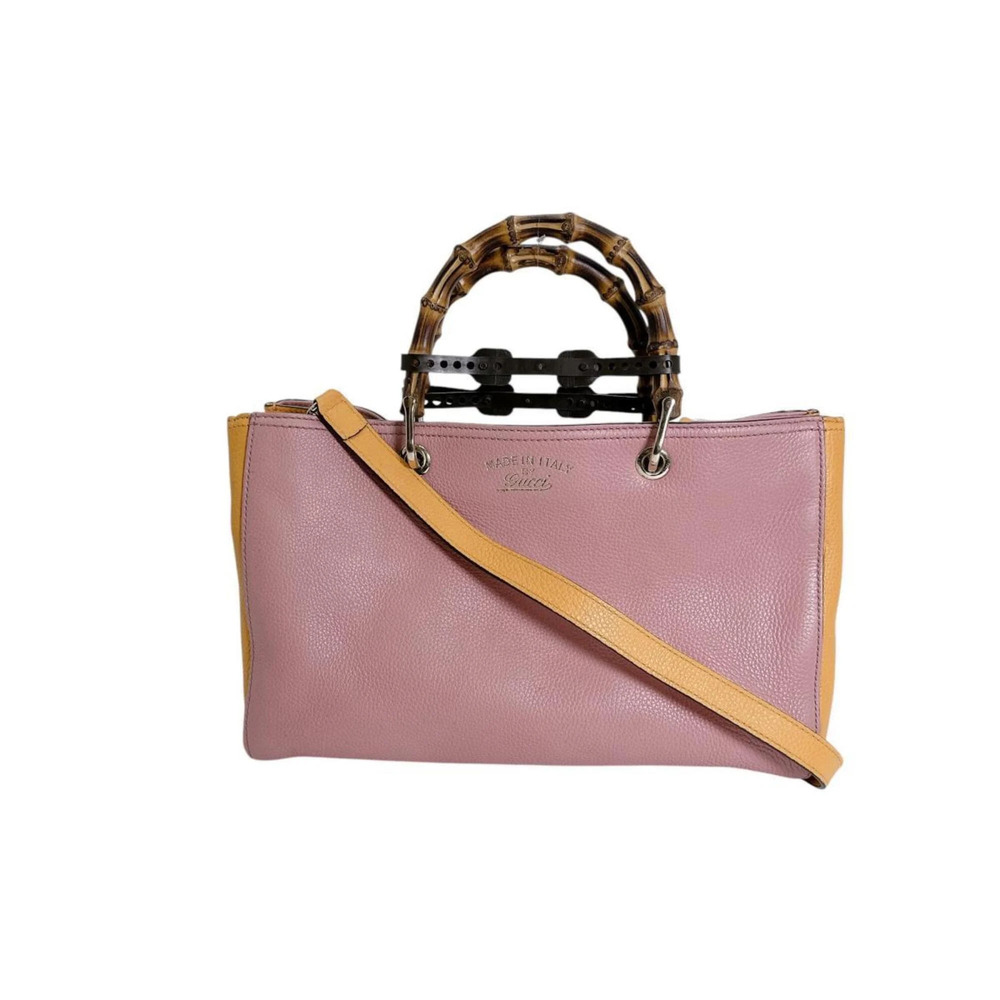 GUCCI Authentic Pink Leather Bamboo Bag